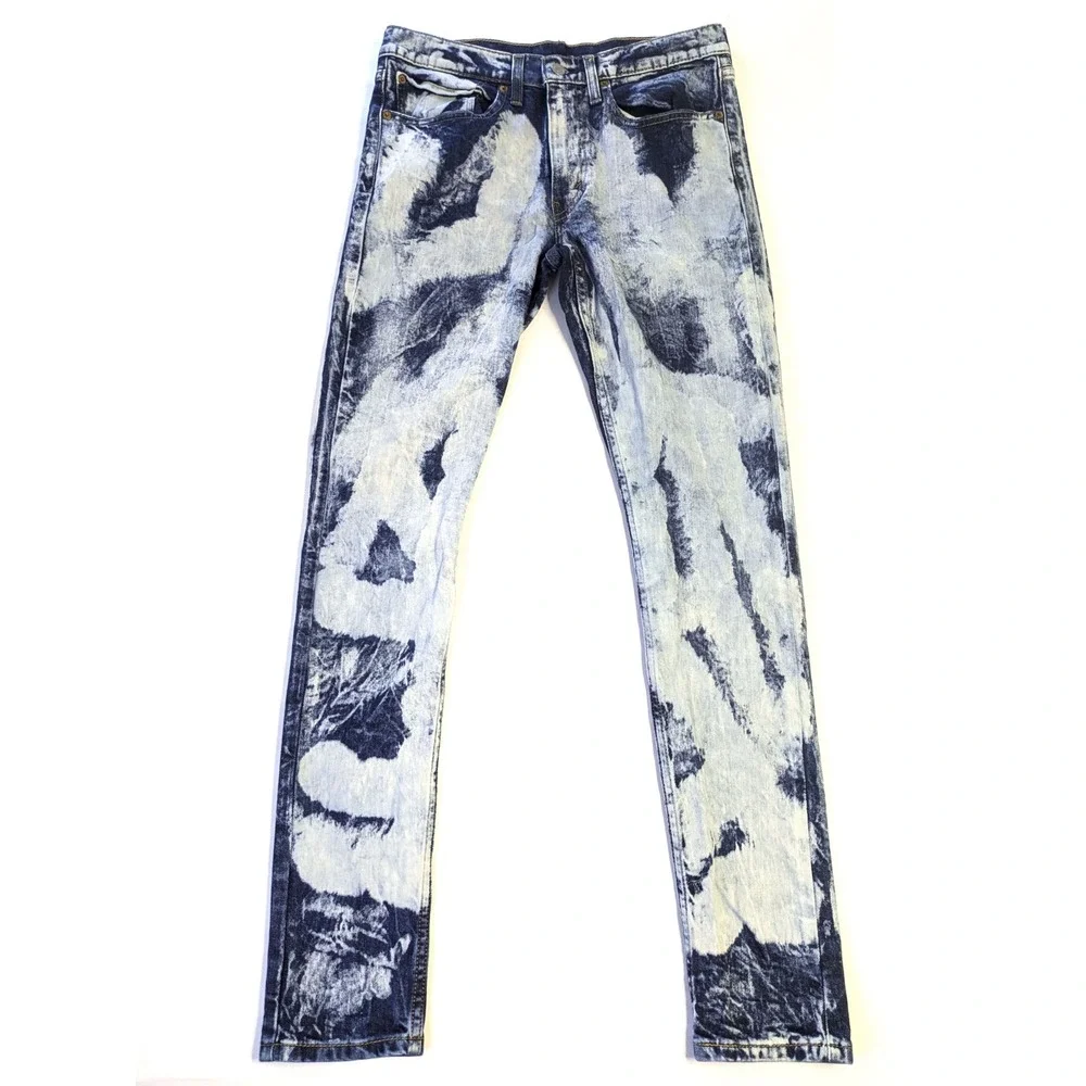 Levis Skinny Taper Acid Wash Jeans Blue White 34x34 Streetwear 84558-0098